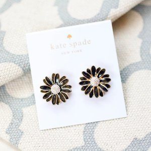 kate spade black daisy floral earrings statement boho minimalism flower blossom